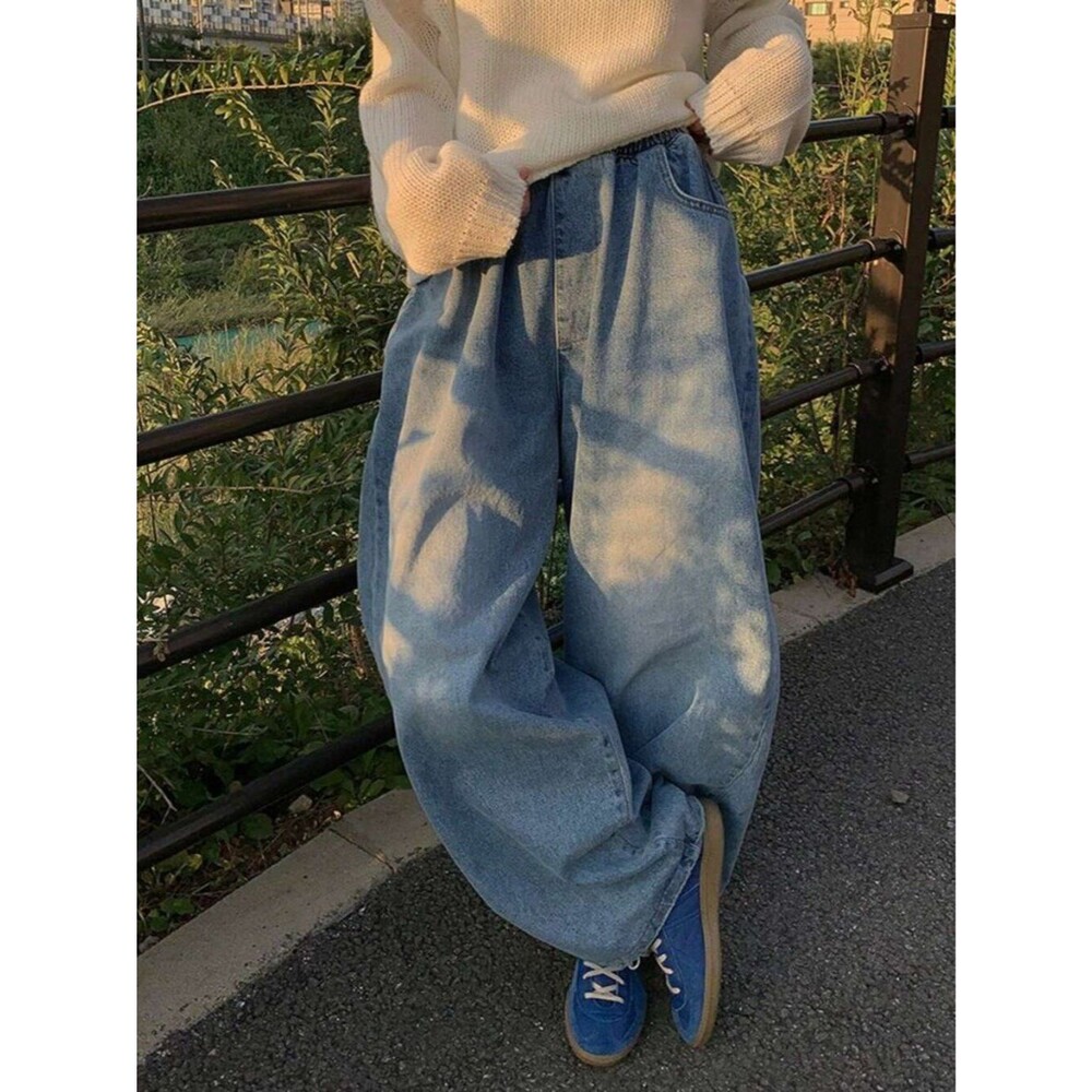Dazy Elastic Waist Wide Leg Jeans